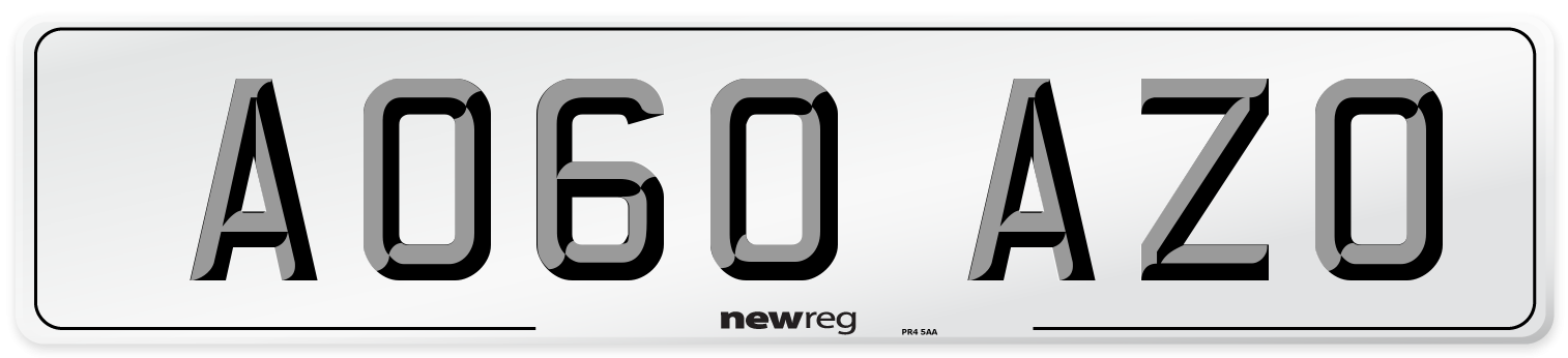 AO60 AZO Number Plate from New Reg